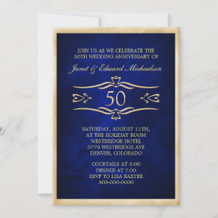 Blue Golden Anniversary Celebration Invitation