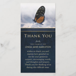 Blue Golden Butterfly Sympathy Thank You Card