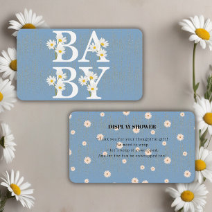 Blue Golden Daisy Glitter Glow Baby Shower Enclosure Card