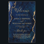 Blue Golden Marble Agate Wedding Ceremony Program<br><div class="desc">For further customisation,  please click the "customise further" link and use our design tool to modify this template. If you prefer Thicker papers / Matte Finish,  you may consider to choose the Matte Paper Type. 
 If you need help or matching items,  please contact me.</div>