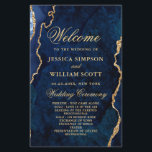 Blue Golden Marble Agate Wedding Ceremony Program<br><div class="desc">For further customisation,  please click the "customise further" link and use our design tool to modify this template. If you prefer Thicker papers / Matte Finish,  you may consider to choose the Matte Paper Type. 
 If you need help or matching items,  please contact me.</div>