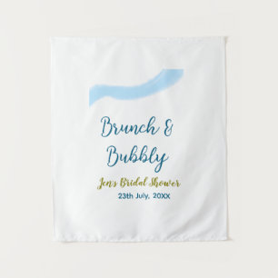 Blue golden watercolor bubbly and brunch bridal sh tapestry