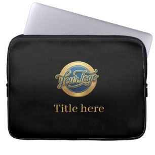 blue golden your logo business title website edita laptop sleeve