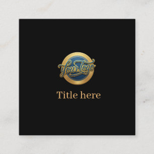 blue golden your logo business title website edita square business card