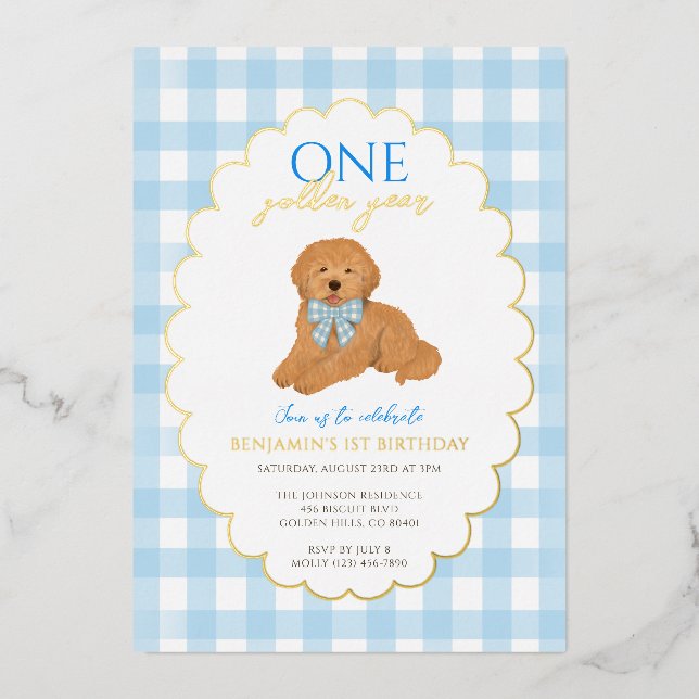 Blue Goldendoodle Puppy Dog Pawty 1st Birthday (Front)