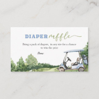 Blue Golf Baby Shower Diaper Raffle  Enclosure Card