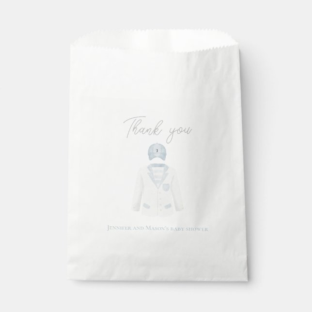 Blue golf baby shower party    favour bag (Front)