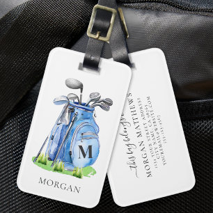 Blue Golf Bag Monogram Luggage Tag