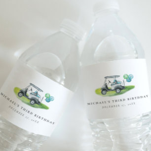 Blue Golf Birthday Par-tee Water Bottle Label