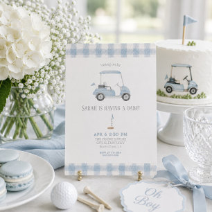 Blue Golf Cart baby shower Invitation