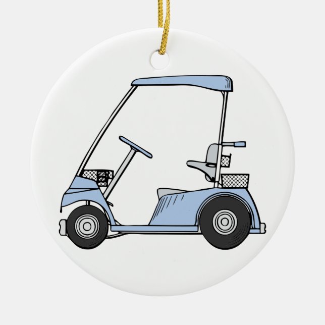 Blue Golf Cart Ceramic Ornament (Front)