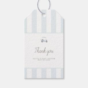 Blue golf cart rectangle favour tag