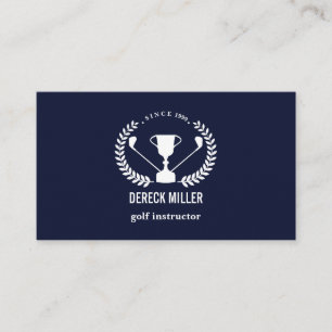 Blue Golf Cup Logo Golf Professional or Instructor Business Card