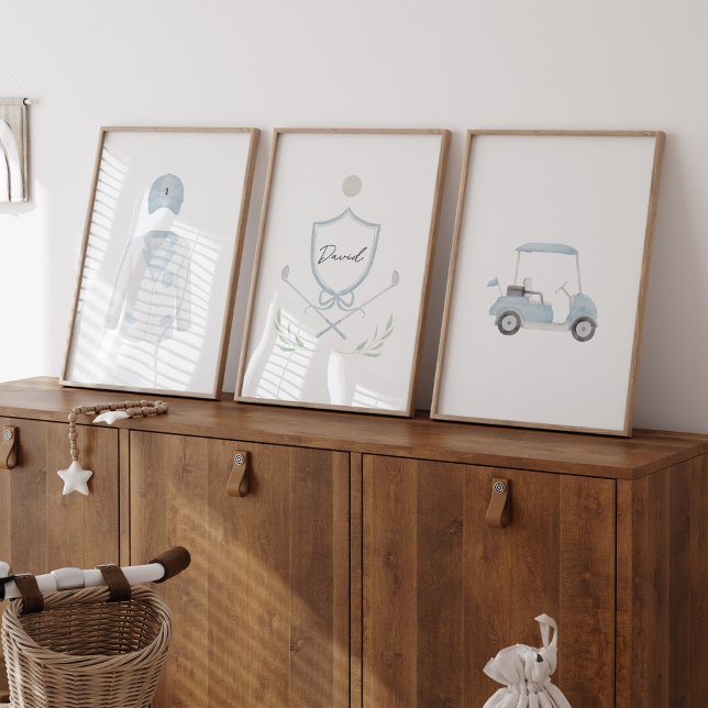 Blue golf custom name set of 3 poster (Creator Uploaded)