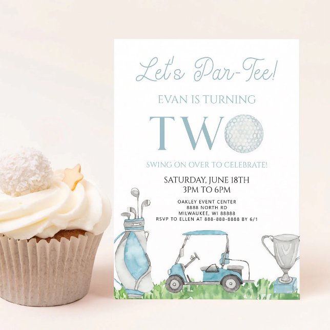 Blue Golf Par-Tee 2nd Birthday Invitation (Creator Uploaded)