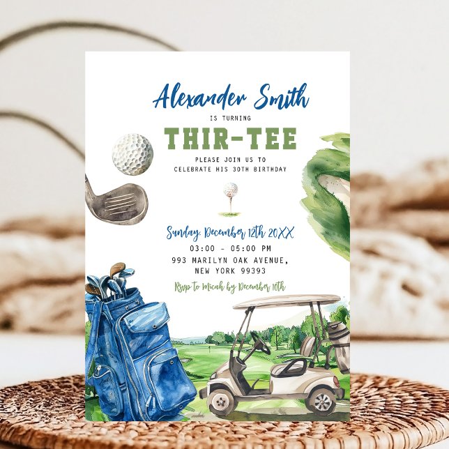 Blue Golf Thir-Tee Birthday Invitation (Creator Uploaded)