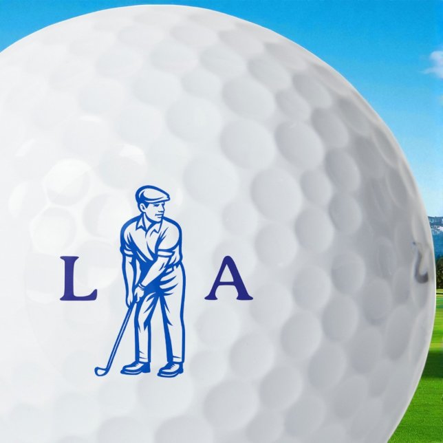 Blue Golfer Icon with Serif Initials  Golf Balls (Creator Uploaded)