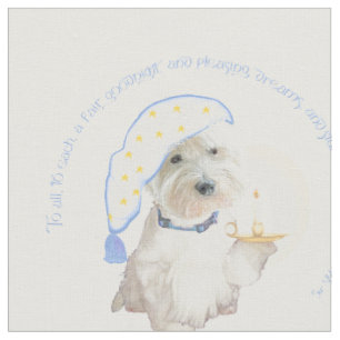 Blue Goodnight Westie with Candle Fabric