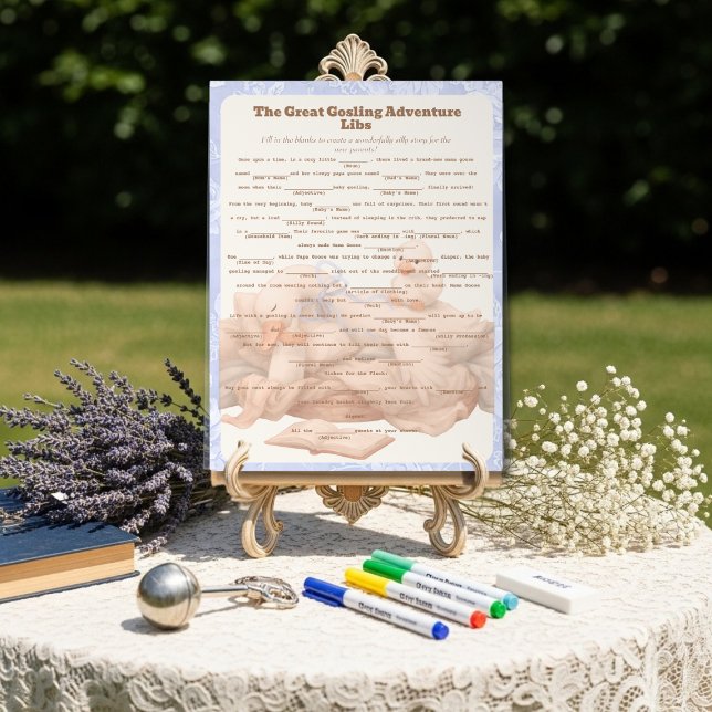 Blue Goose Libs Baby Shower Group game Acrylic  Sign (Blue Goose Libs Baby Shower Group game Acrylic Acrylic Sign)