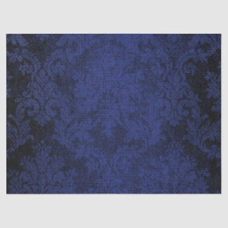 Blue Goth Victorian Damask Vintage Wallpaper Tissue Paper