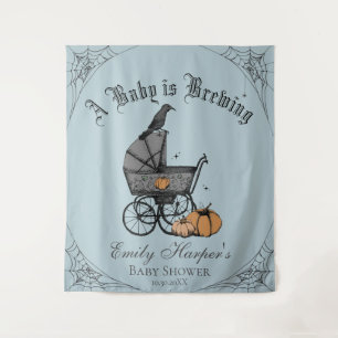 Blue Gothic A Baby is Brewing Baby Shower Backdrop Tapestry