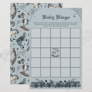 Blue Gothic Baby Shower Rocking Horse Baby Bingo