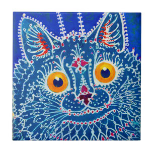 Blue Gothic Cat Ceramic Tile
