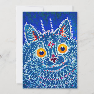 Blue Gothic Cat Invitation