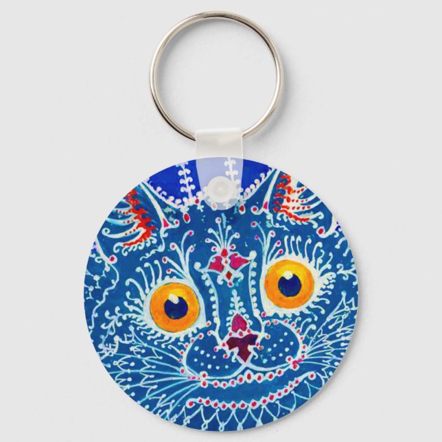 Blue Gothic Cat Key Ring (Front)