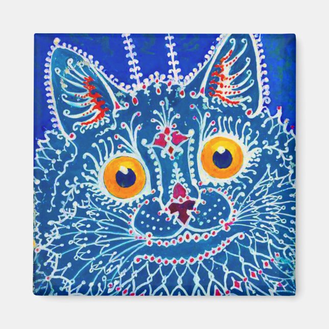 Blue Gothic Cat Magnet (Front)