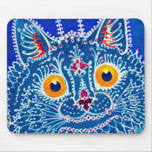 Blue Gothic Cat Mouse Pad
