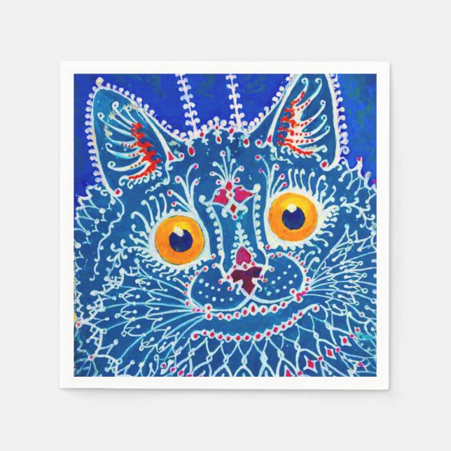 Blue Gothic Cat Napkin (Front)