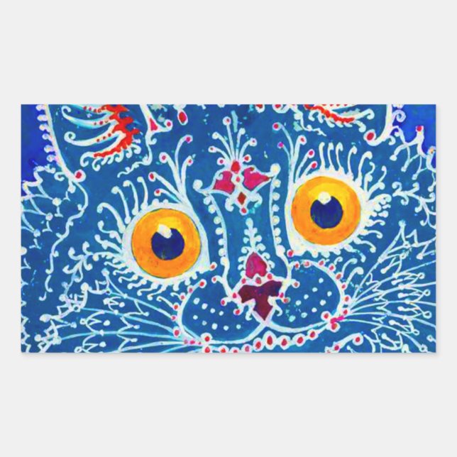Blue Gothic Cat Rectangular Sticker (Front)