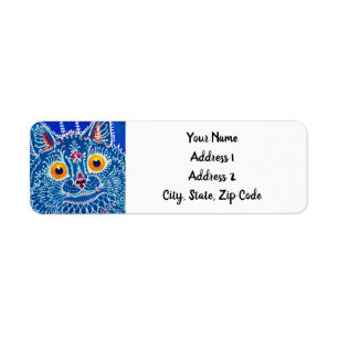 Blue Gothic Cat Return Address Label