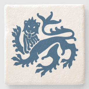 Blue Gothic Revival Lion Marble Stone Coaster