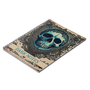 Blue Gothic skull ephemera Notebook