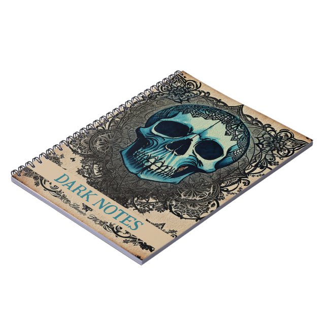 Blue Gothic skull ephemera  Notebook (Left Side)