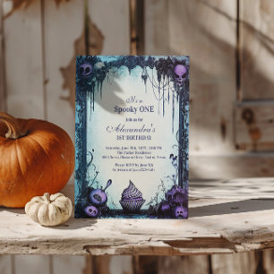 Blue Gothic Spooky ONE Birthday Invitation