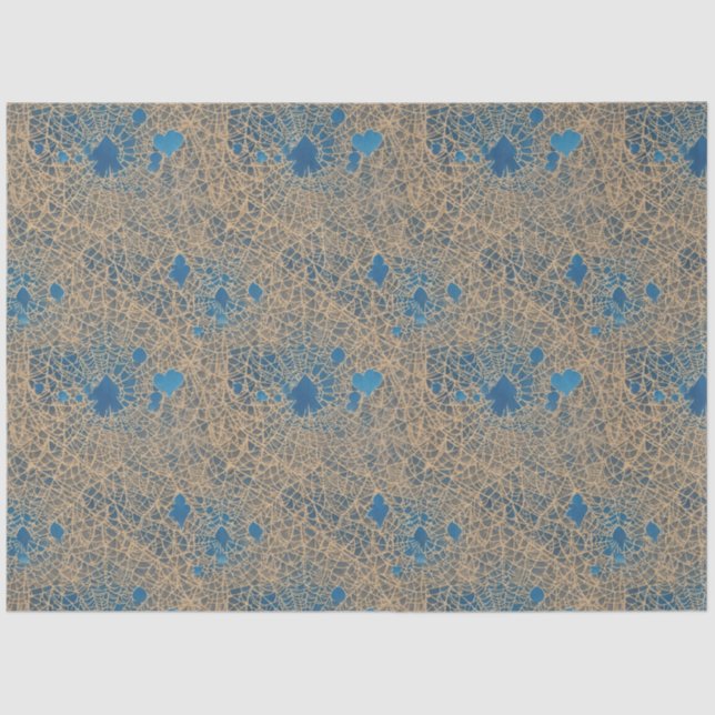 Blue Gothic Watercolor Hearts in web ephemera  Tissue Paper (Front)