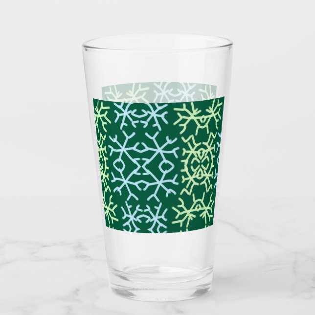 Blue gr snow flakes Christmas pattern snow pattern Glass (Front)
