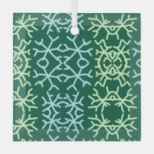 Blue gr snow flakes Christmas pattern snow pattern Glass Tree Decoration