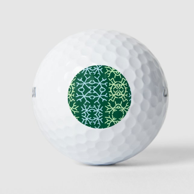 Blue gr snow flakes Christmas pattern snow pattern Golf Balls (Front)