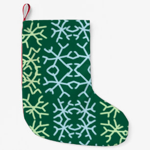 Blue gr snow flakes Christmas pattern snow pattern Small Christmas Stocking