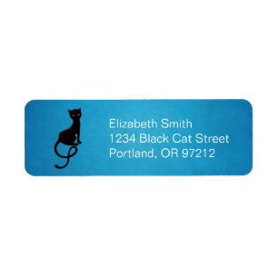 Blue Gracious Evil Black Cat Return Address Label