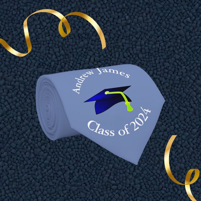 blue grad cap - class of 2024  -your name tie (Creator Uploaded)