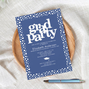 Blue grad party modern bold typography elegant invitation