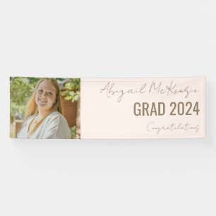 Blue Grad Photo Gold Text Graduation Banner