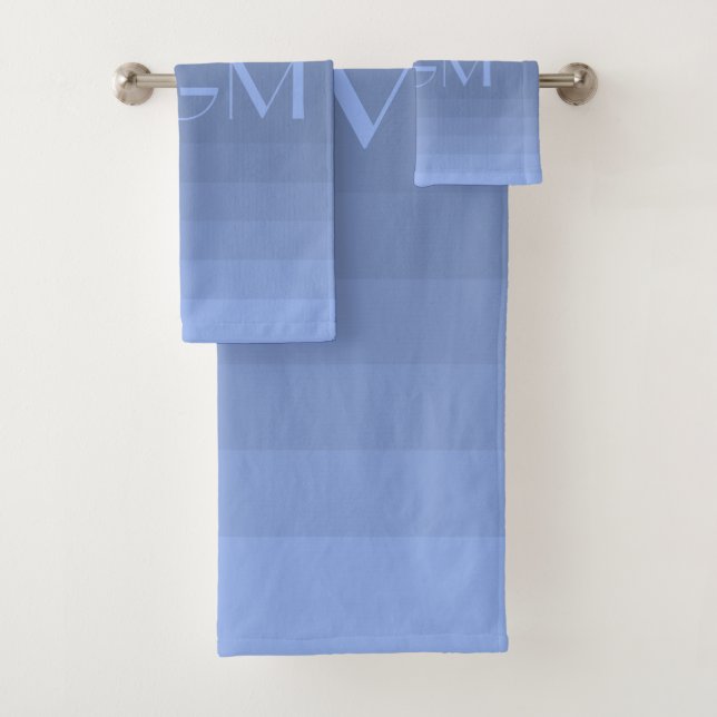 Blue gradation giant monogram bath towel set (Insitu)