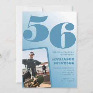Blue gradient 56th birthday invitations Men Photo