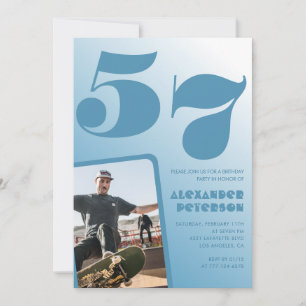 Blue gradient 57th birthday invitations Men Photo